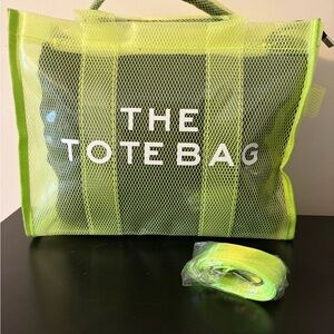 Neon Green Mesh Tote Bag